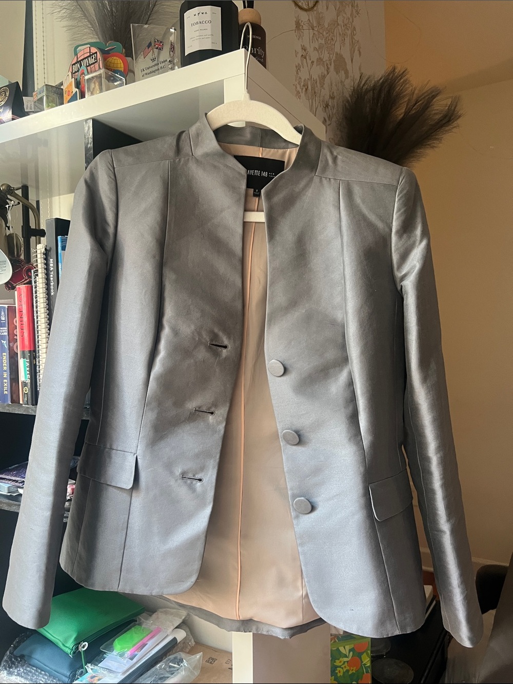 Lafayette Petite Sophisticate Silver Women's Collarless Blazer